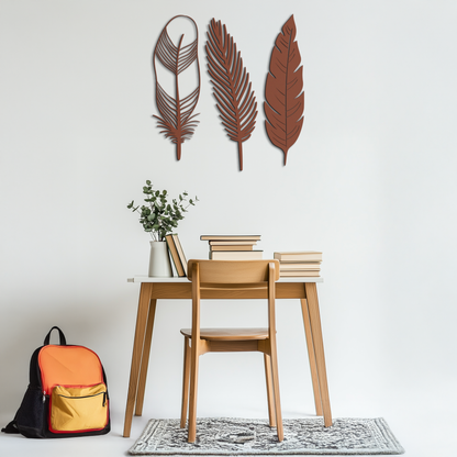 Geometric Feather Metal Wall Art - Modern Boho Steel Decor - KAF117 - Tampa Home & Garden Store