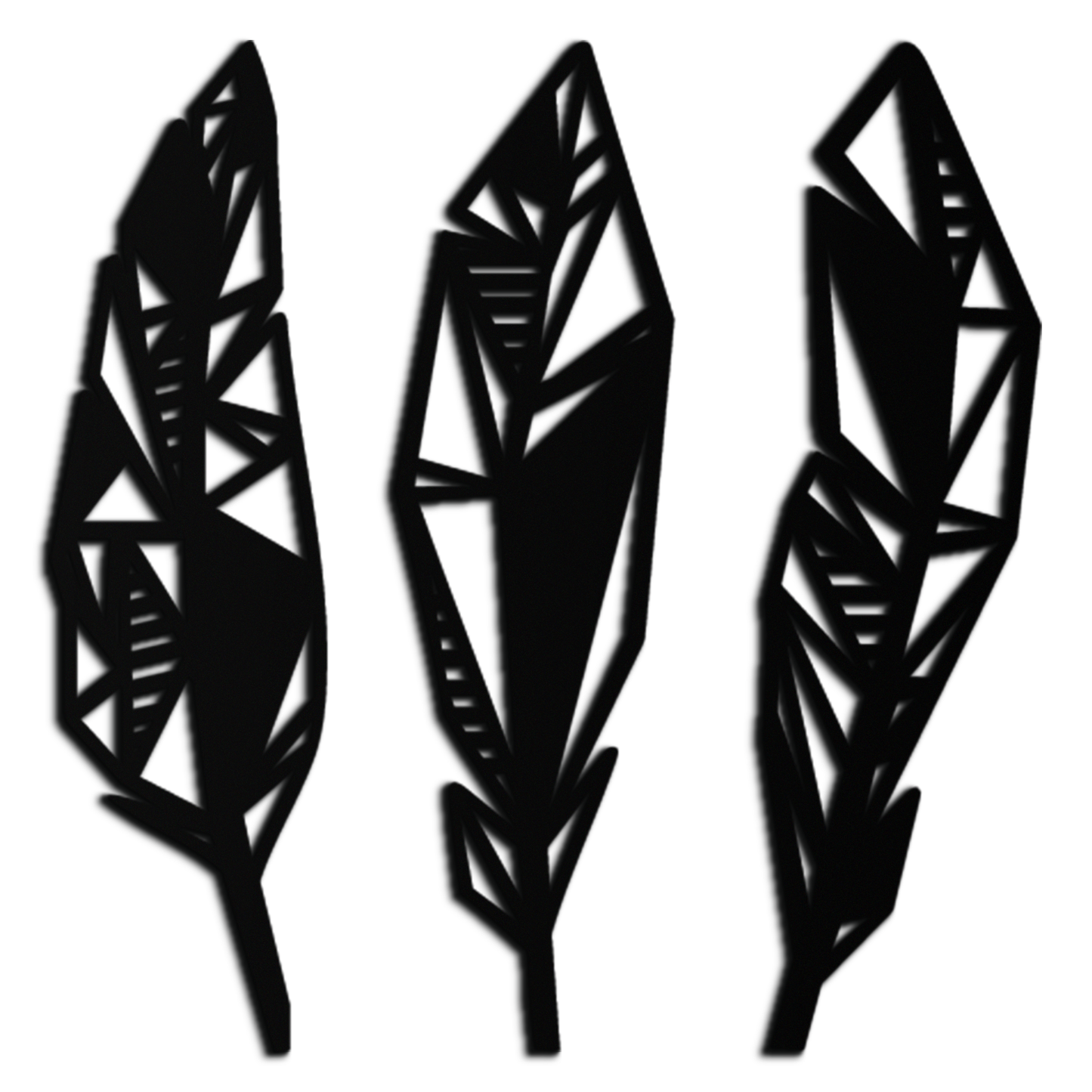 Geometric Feather Trio Metal Wall Art – Abstract Minimalist Black Steel Feather Set for Modern Bohemian Interiors- KAF434 - Tampa Home & Garden Store