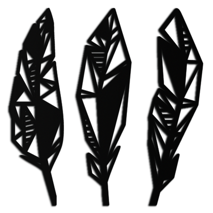 Geometric Feather Trio Metal Wall Art – Abstract Minimalist Black Steel Feather Set for Modern Bohemian Interiors- KAF434 - Tampa Home & Garden Store
