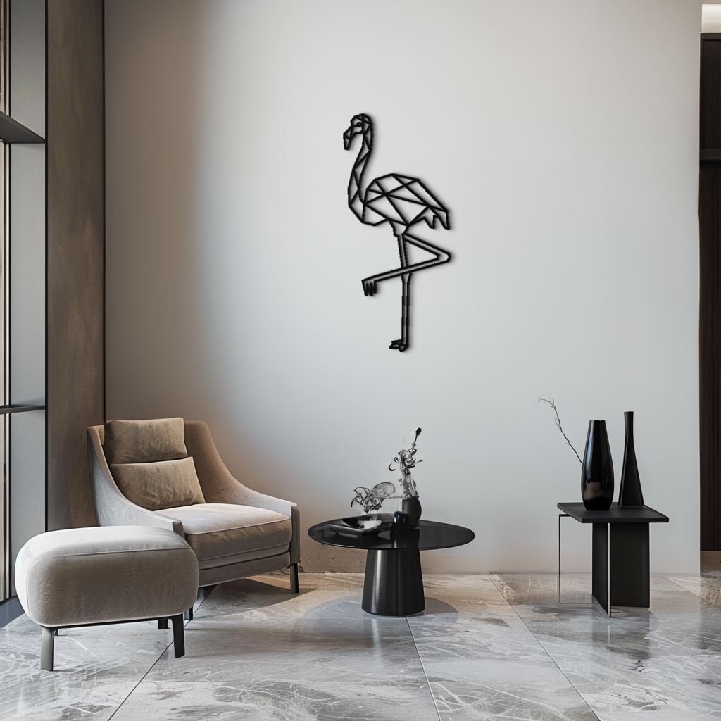 Geometric Flamingo Metal Wall Art - Modern Minimalist Steel Decor - KAF110 - Tampa Home & Garden Store