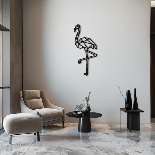 Geometric Flamingo Metal Wall Art - Modern Minimalist Steel Decor - KAF110 - Tampa Home & Garden Store