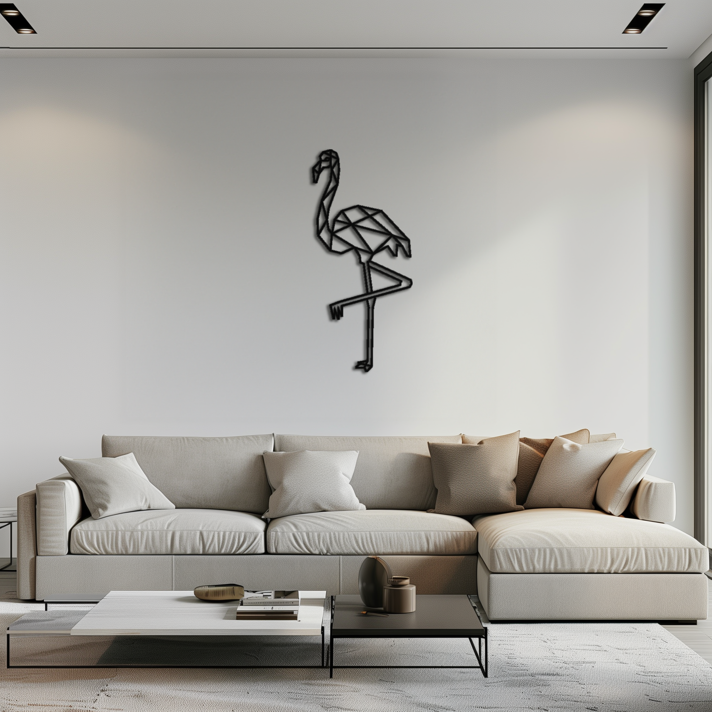 Geometric Flamingo Metal Wall Art - Modern Minimalist Steel Decor - KAF110 - Tampa Home & Garden Store