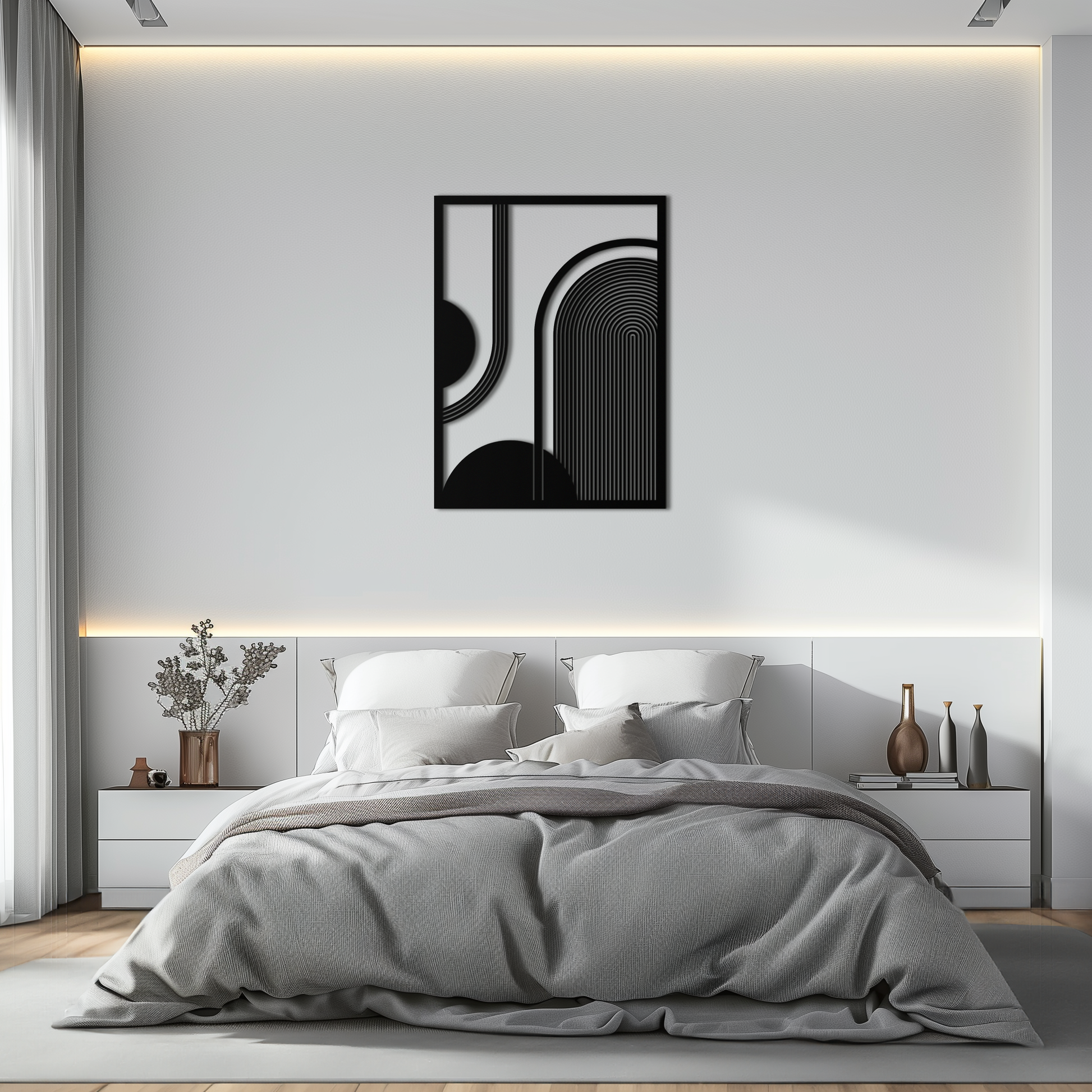 Geometric Half-Circle Metal Wall Art – Minimalist Arch & Shape Design- KAF365 - Tampa Home & Garden Store