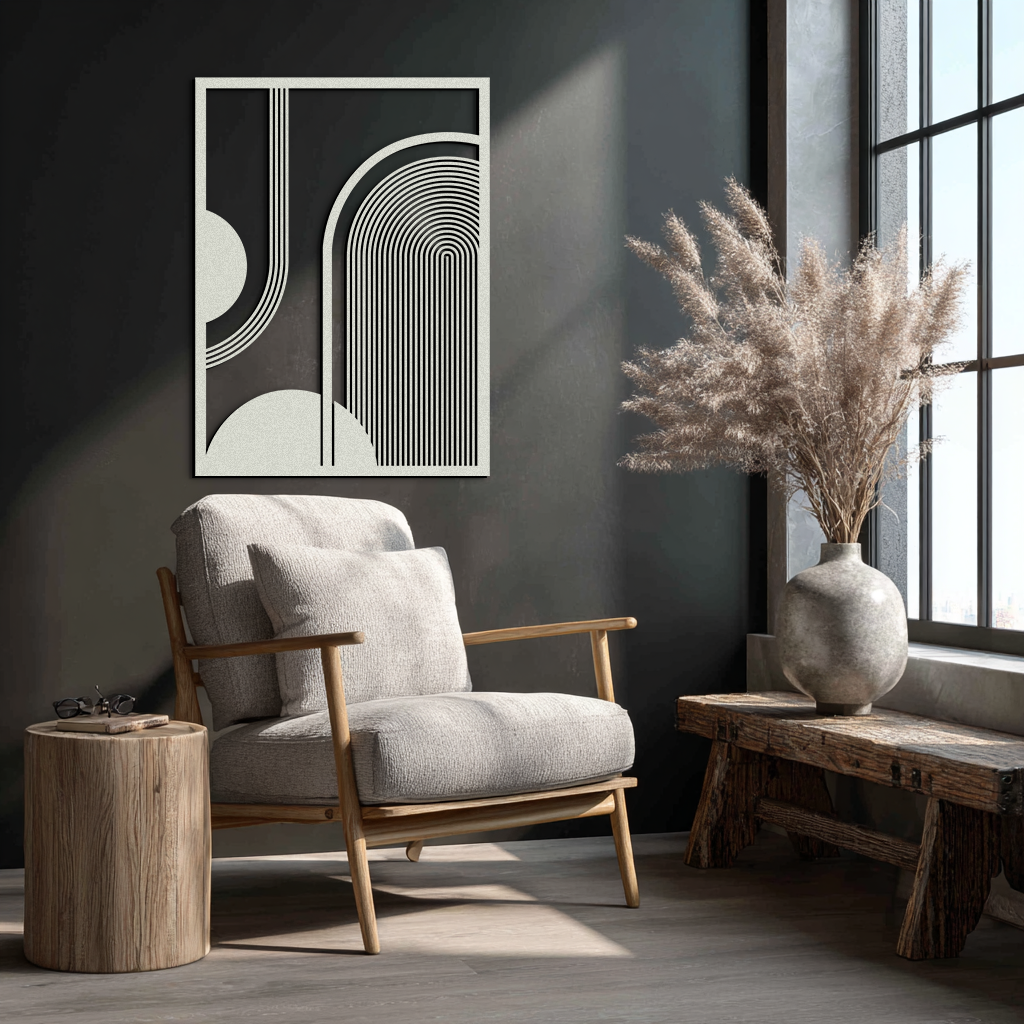 Geometric Half-Circle Metal Wall Art – Minimalist Arch & Shape Design- KAF365 - Tampa Home & Garden Store