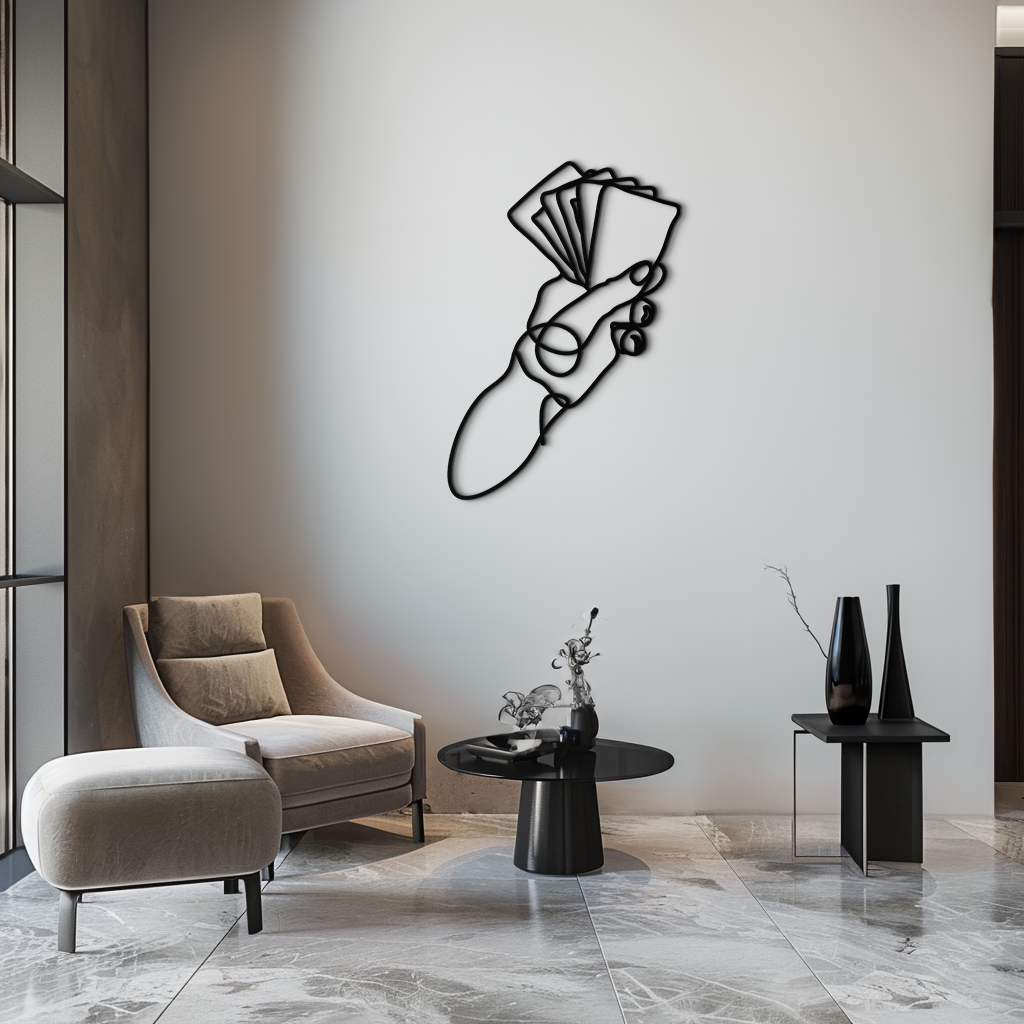Geometric Hand Holding Cards - Minimalist Metal Wall Art - KAF049 - Tampa Home & Garden Store