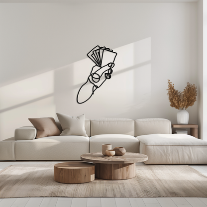 Geometric Hand Holding Cards - Minimalist Metal Wall Art - KAF049 - Tampa Home & Garden Store