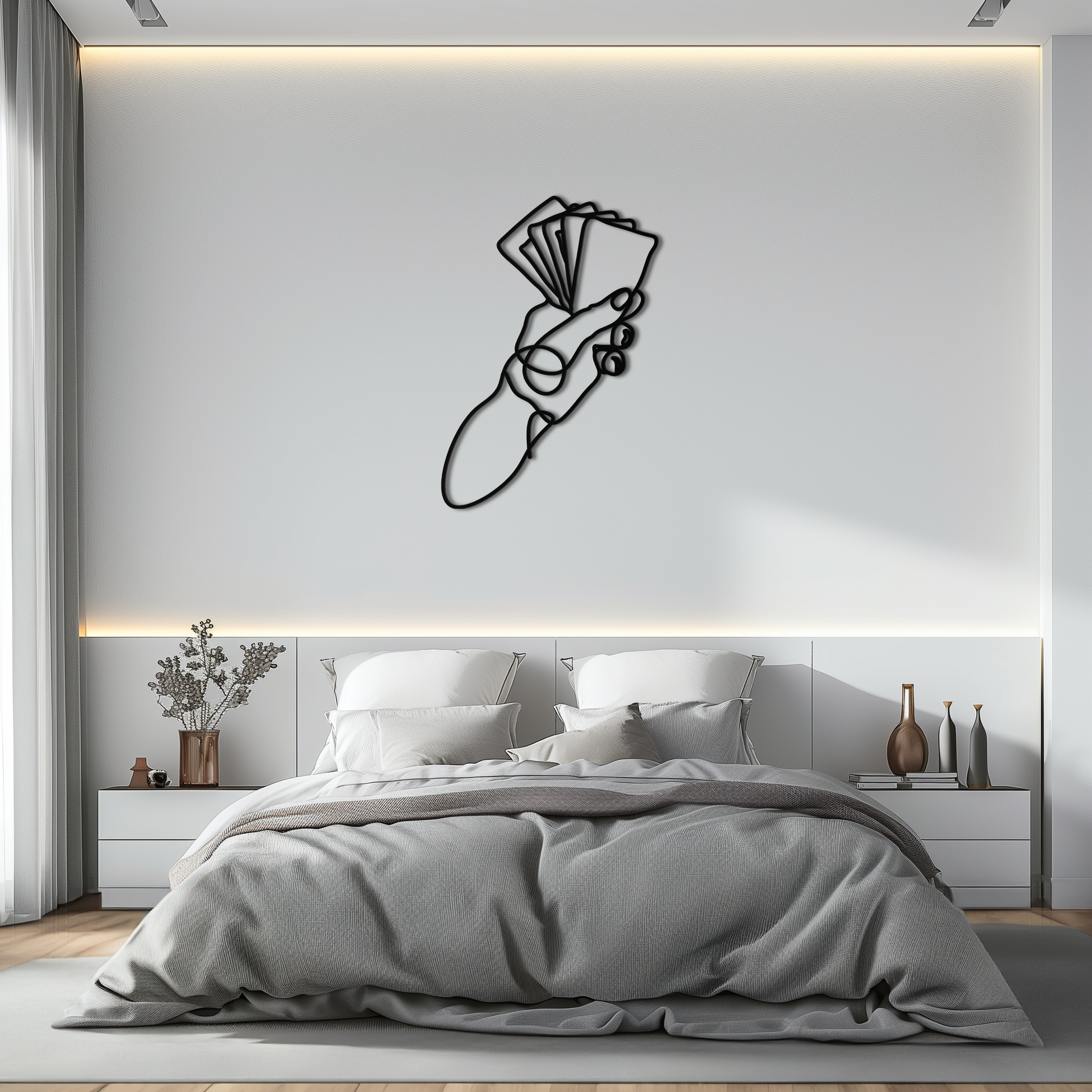 Geometric Hand Holding Cards - Minimalist Metal Wall Art - KAF049 - Tampa Home & Garden Store