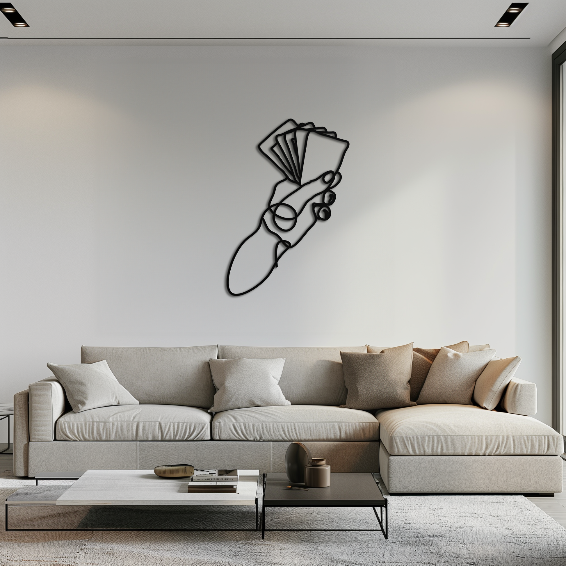 Geometric Hand Holding Cards - Minimalist Metal Wall Art - KAF049 - Tampa Home & Garden Store