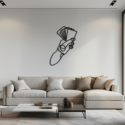 Geometric Hand Holding Cards - Minimalist Metal Wall Art - KAF049 - Tampa Home & Garden Store