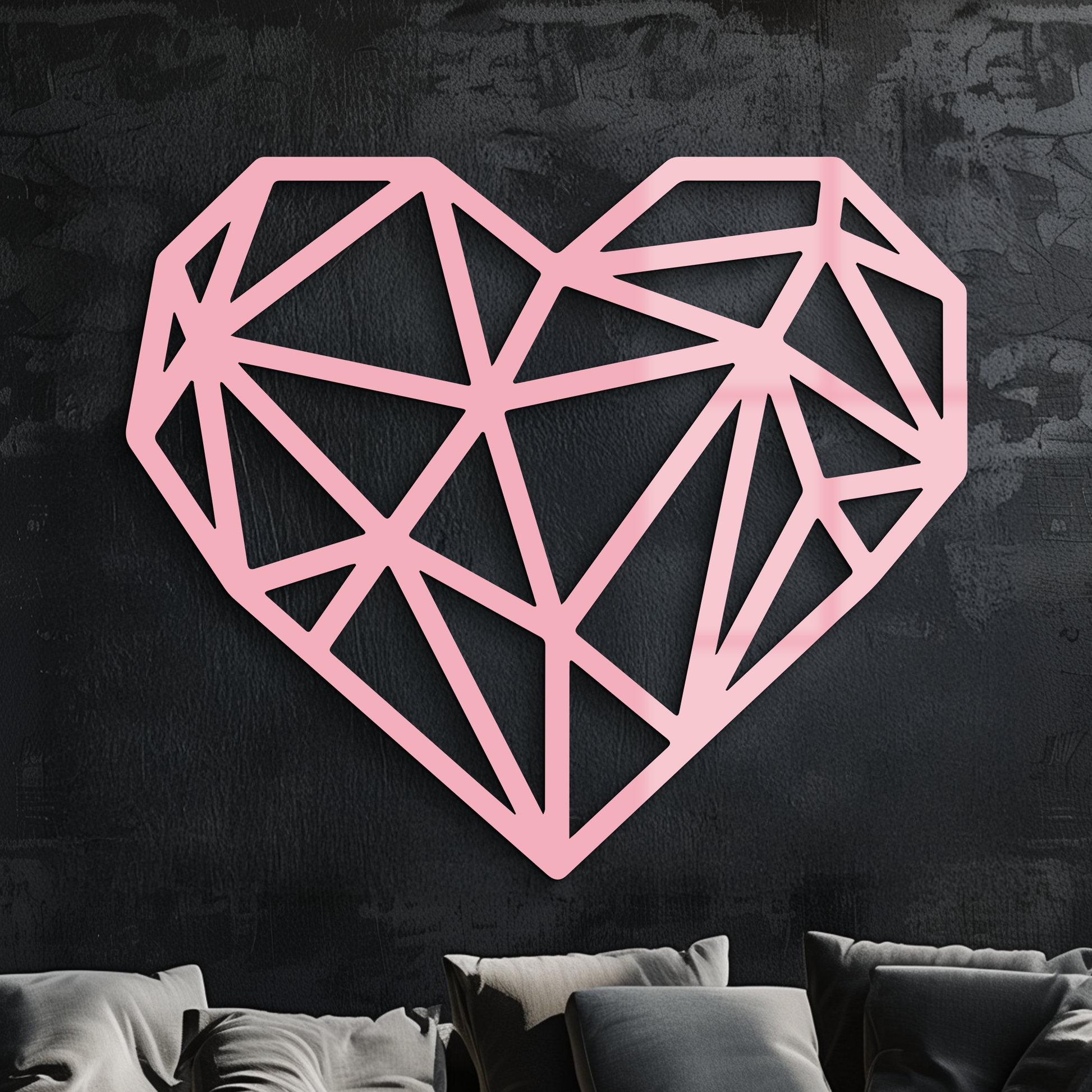 Geometric Heart Silhouette Metal Wall Art – Modern Love Design - KAFGP042 - Tampa Home & Garden Store