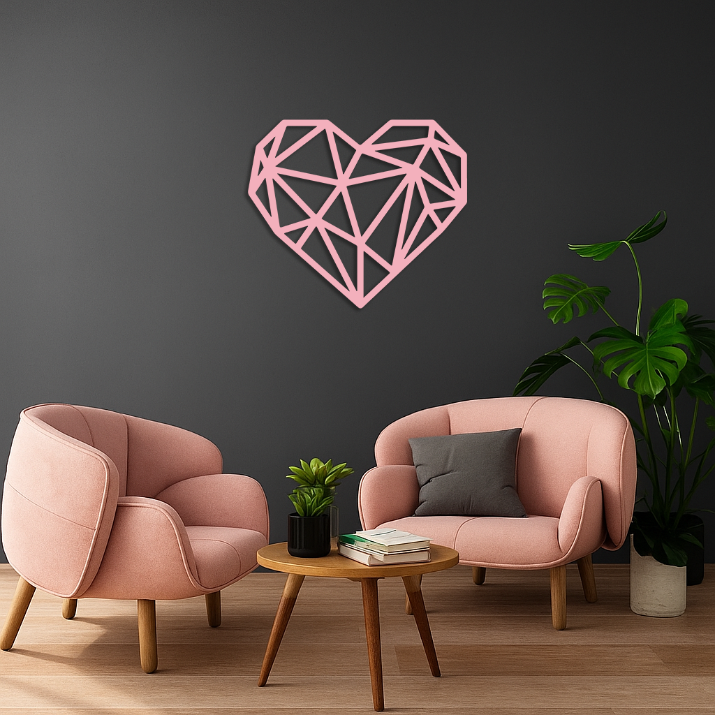 Geometric Heart Silhouette Metal Wall Art – Modern Love Design - KAFGP042 - Tampa Home & Garden Store