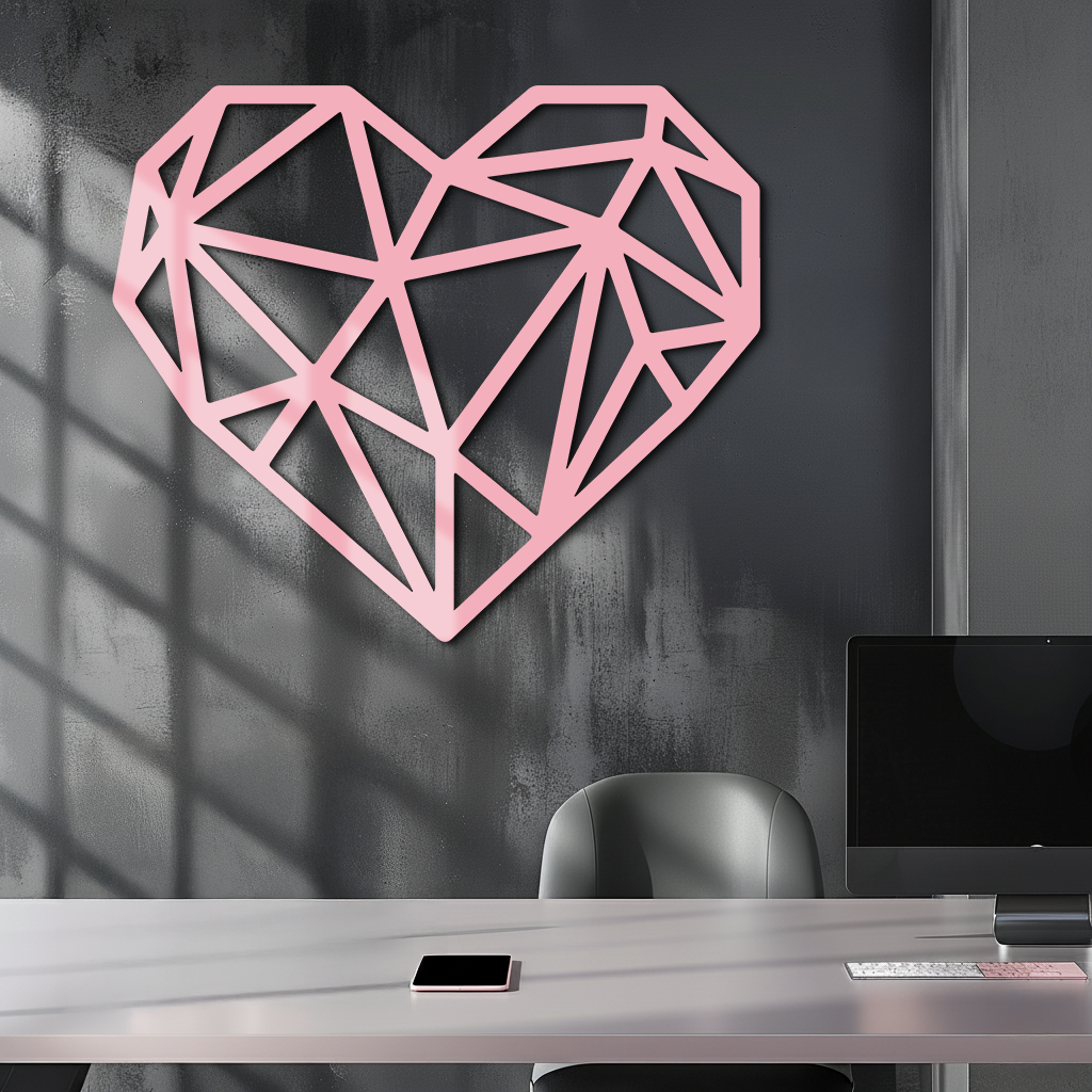 Geometric Heart Silhouette Metal Wall Art – Modern Love Design - KAFGP042 - Tampa Home & Garden Store