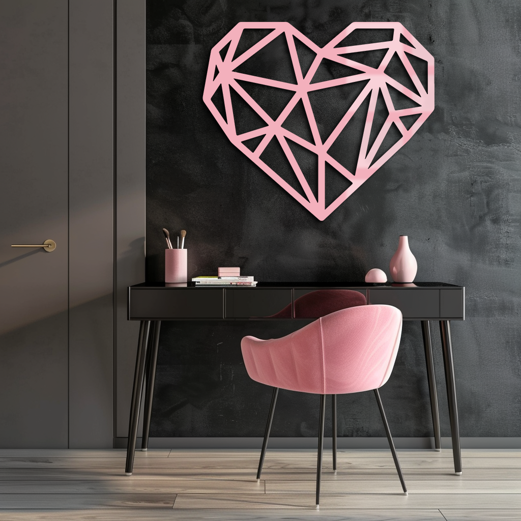 Geometric Heart Silhouette Metal Wall Art – Modern Love Design - KAFGP042 - Tampa Home & Garden Store