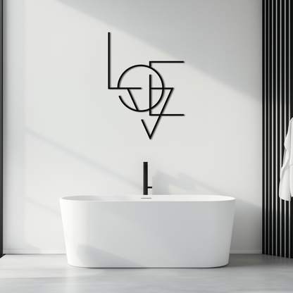 Geometric LOVE Metal Wall Art - Modern Minimalist Wall Decor- KAF162 - Tampa Home & Garden Store