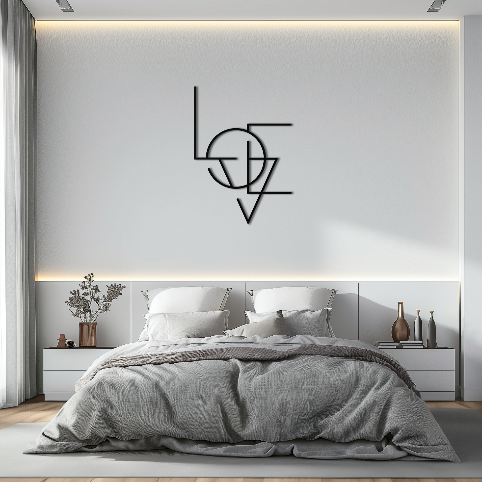 Geometric LOVE Metal Wall Art - Modern Minimalist Wall Decor- KAF162 - Tampa Home & Garden Store