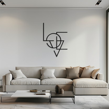 Geometric LOVE Metal Wall Art - Modern Minimalist Wall Decor- KAF162 - Tampa Home & Garden Store
