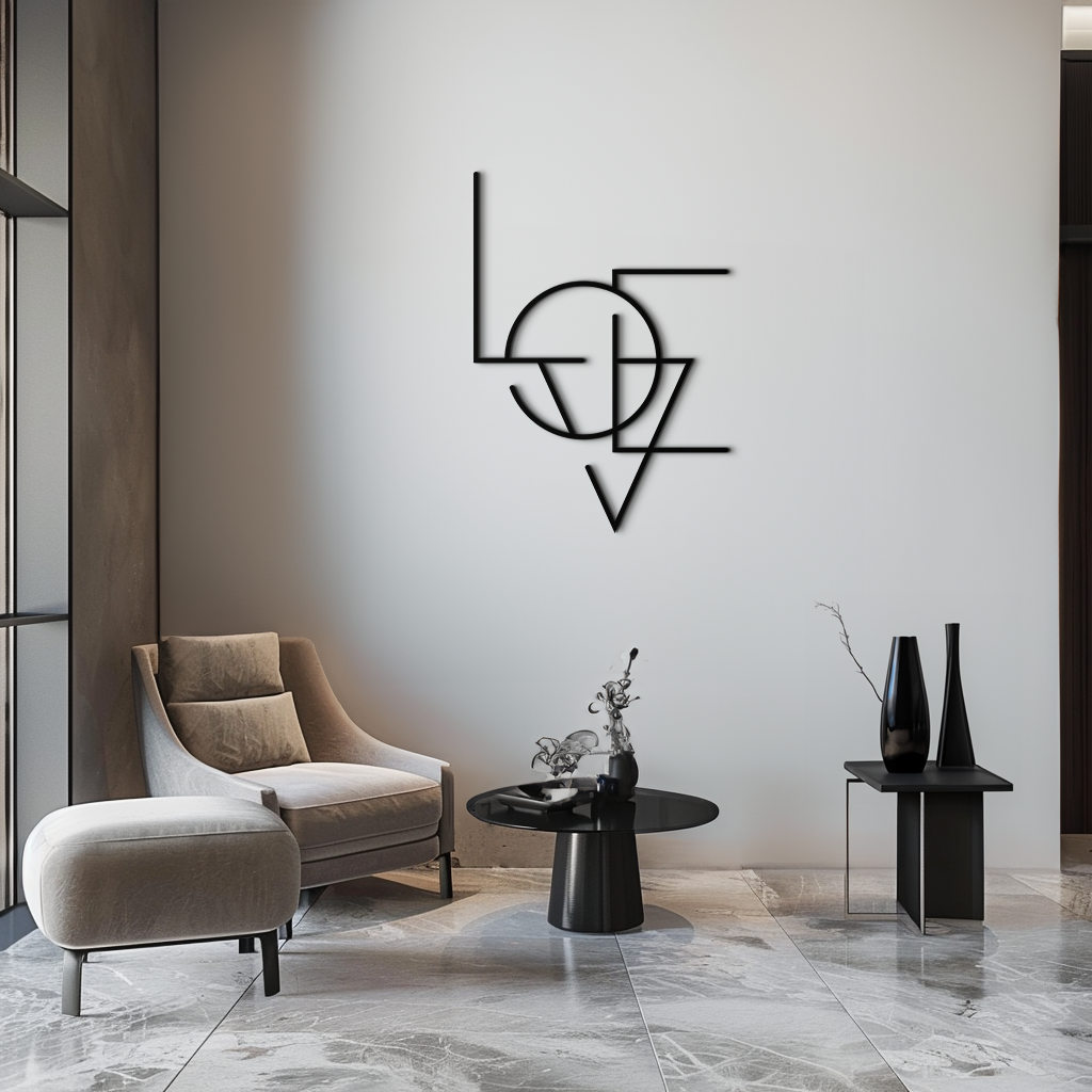 Geometric LOVE Metal Wall Art - Modern Minimalist Wall Decor- KAF162 - Tampa Home & Garden Store