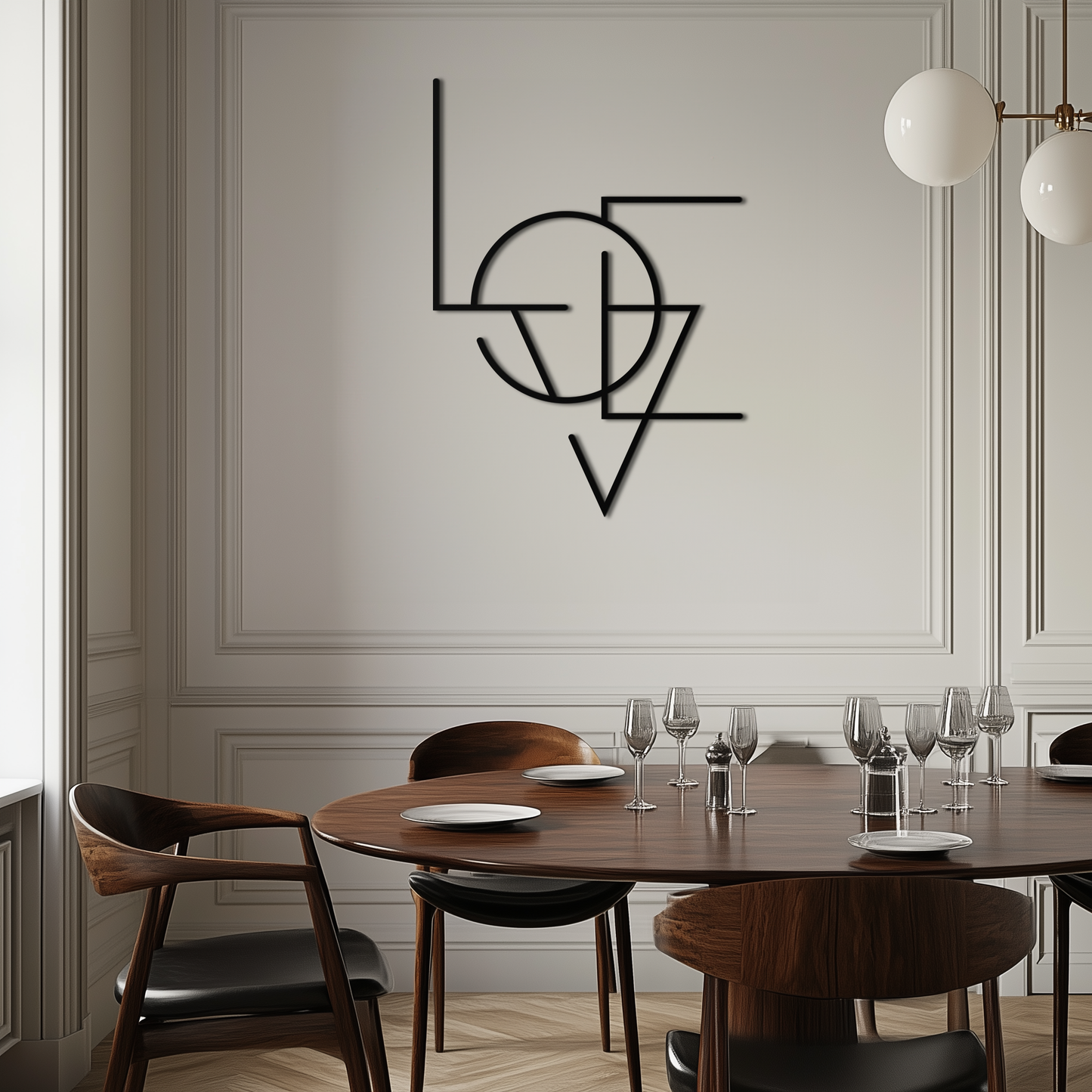 Geometric LOVE Metal Wall Art - Modern Minimalist Wall Decor- KAF162 - Tampa Home & Garden Store