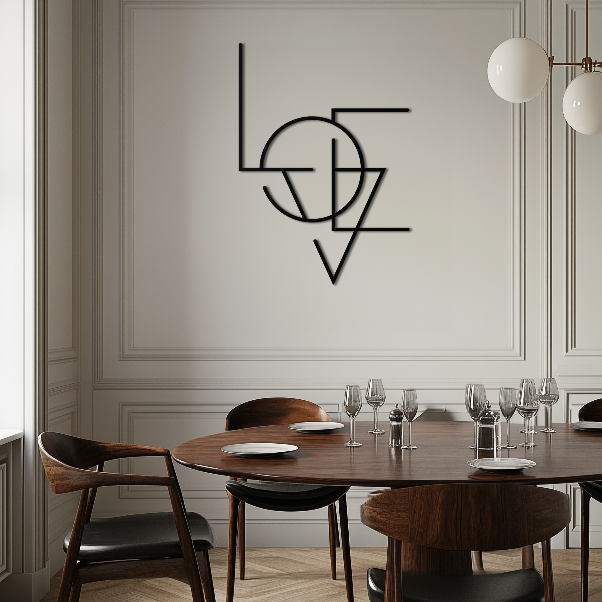 Geometric LOVE Metal Wall Art - Modern Minimalist Wall Decor- KAF162 - Tampa Home & Garden Store