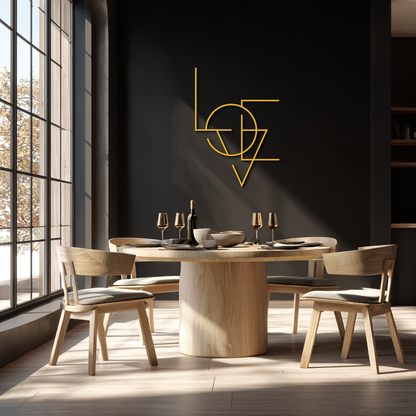 Geometric LOVE Metal Wall Art - Modern Minimalist Wall Decor- KAF162 - Tampa Home & Garden Store