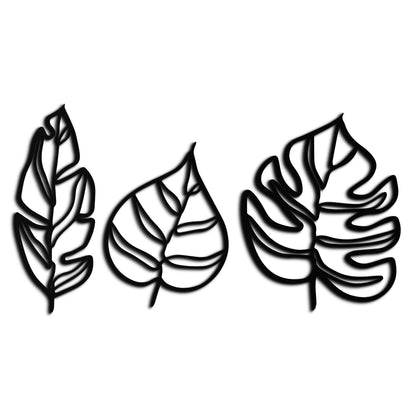 Geometric Leaf Trio Metal Wall Art - Modern Botanical Steel Decor - KAF114 - Tampa Home & Garden Store