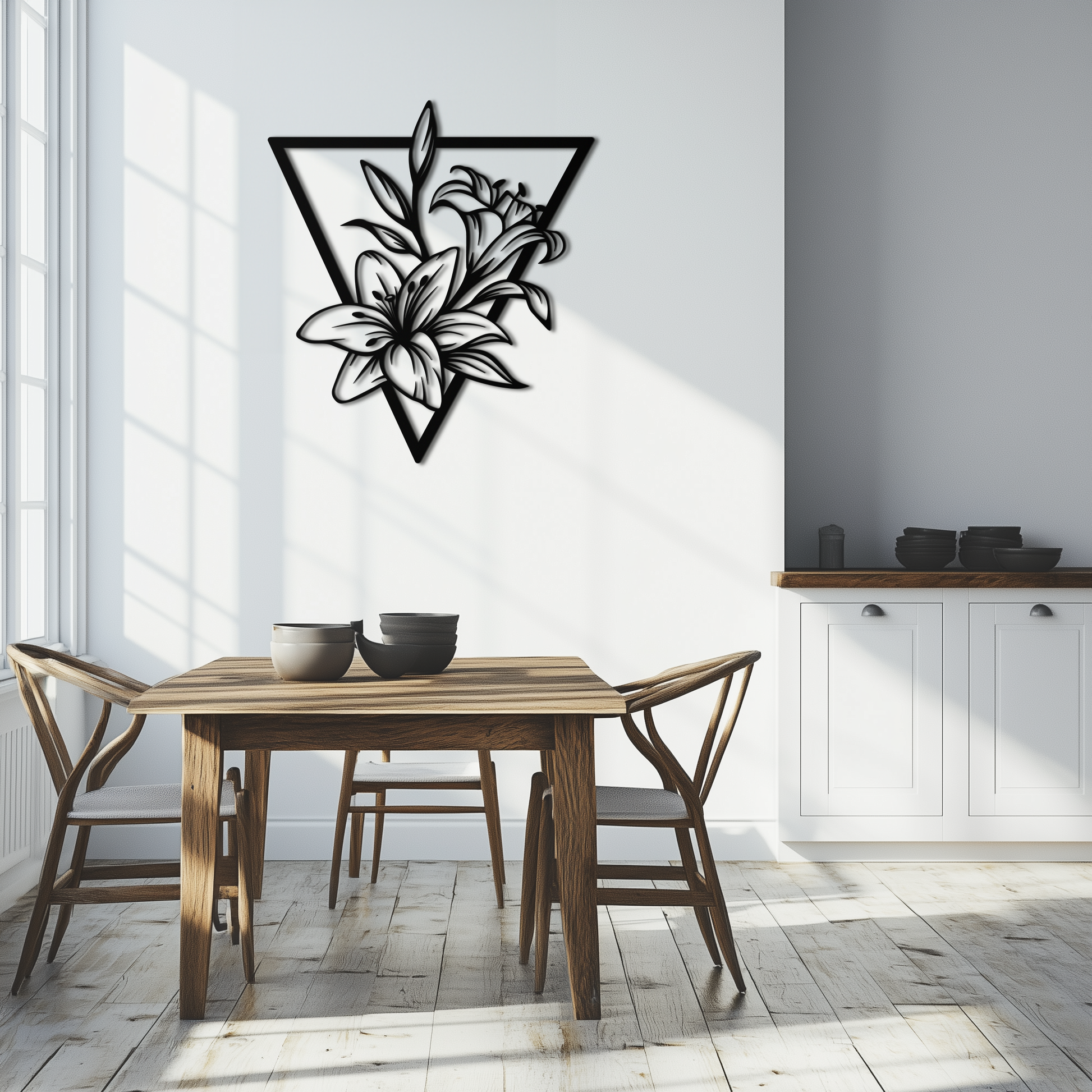 Geometric Lily Flower Metal Wall Art – Elegant Floral Design for Modern Decor - KAF196 - Tampa Home & Garden Store