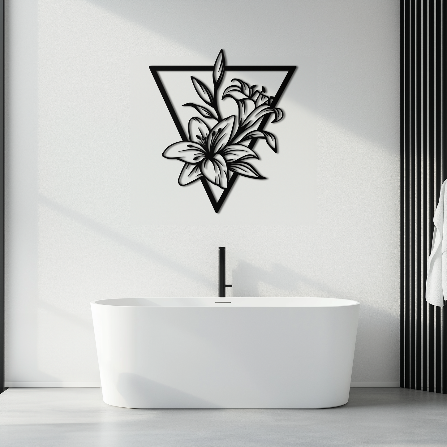 Geometric Lily Flower Metal Wall Art – Elegant Floral Design for Modern Decor - KAF196 - Tampa Home & Garden Store