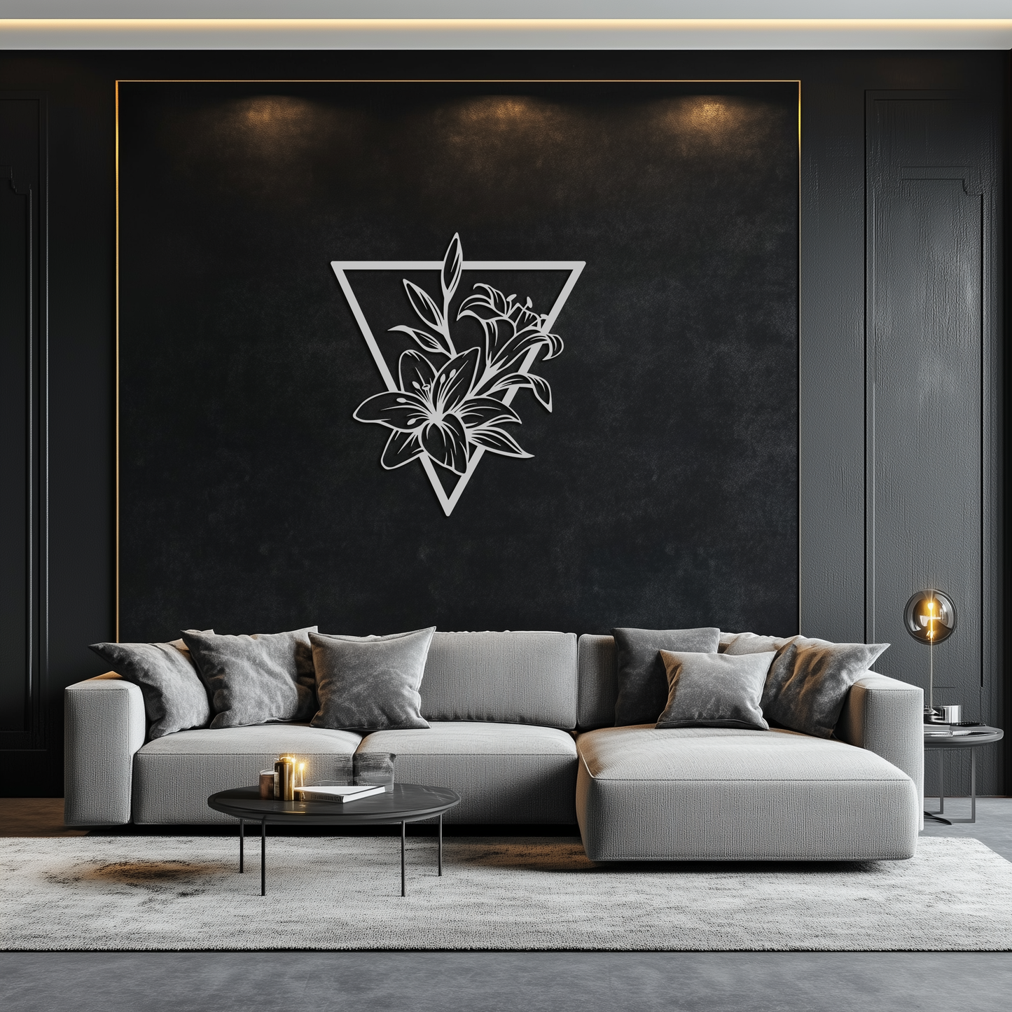Geometric Lily Flower Metal Wall Art – Elegant Floral Design for Modern Decor - KAF196 - Tampa Home & Garden Store
