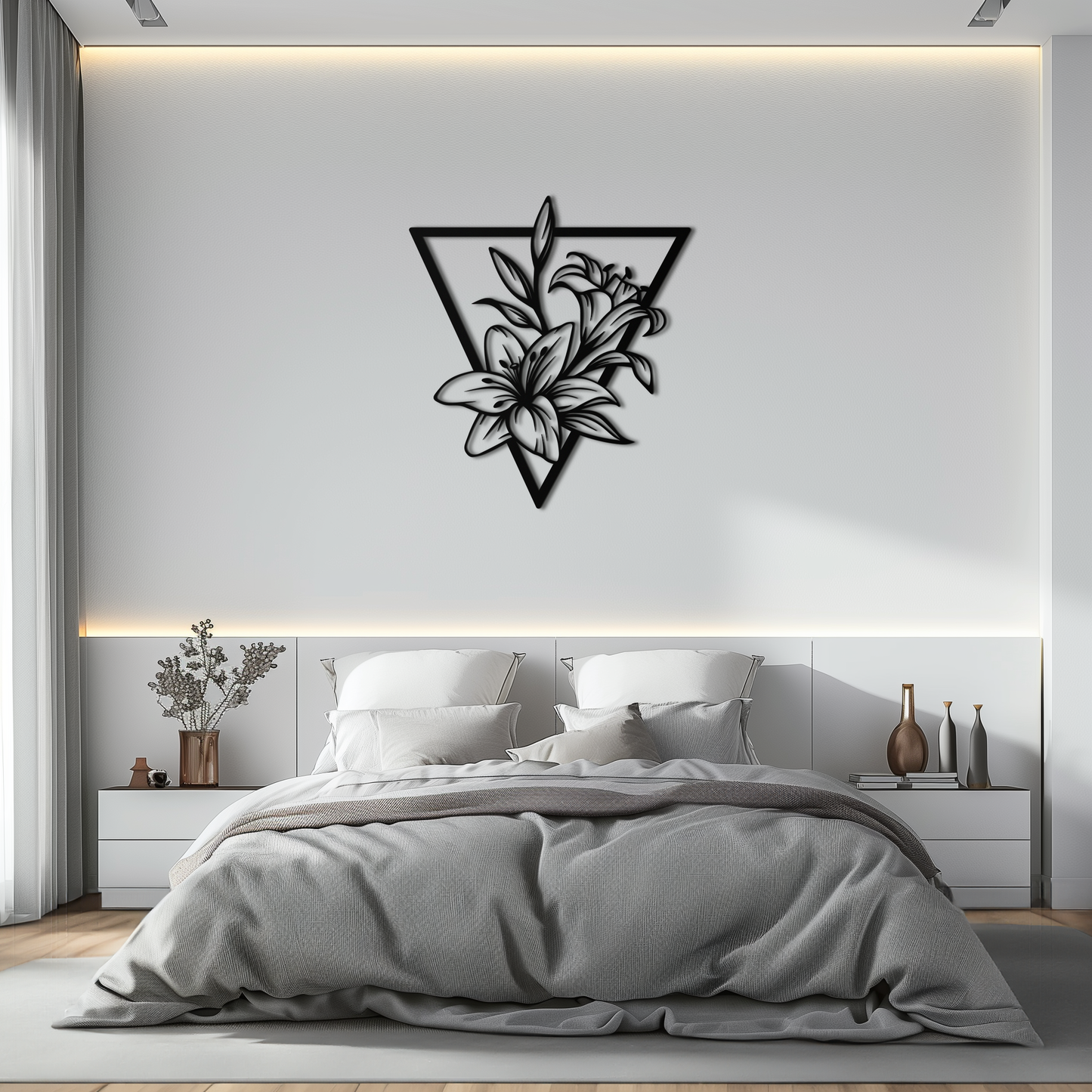 Geometric Lily Flower Metal Wall Art – Elegant Floral Design for Modern Decor - KAF196 - Tampa Home & Garden Store