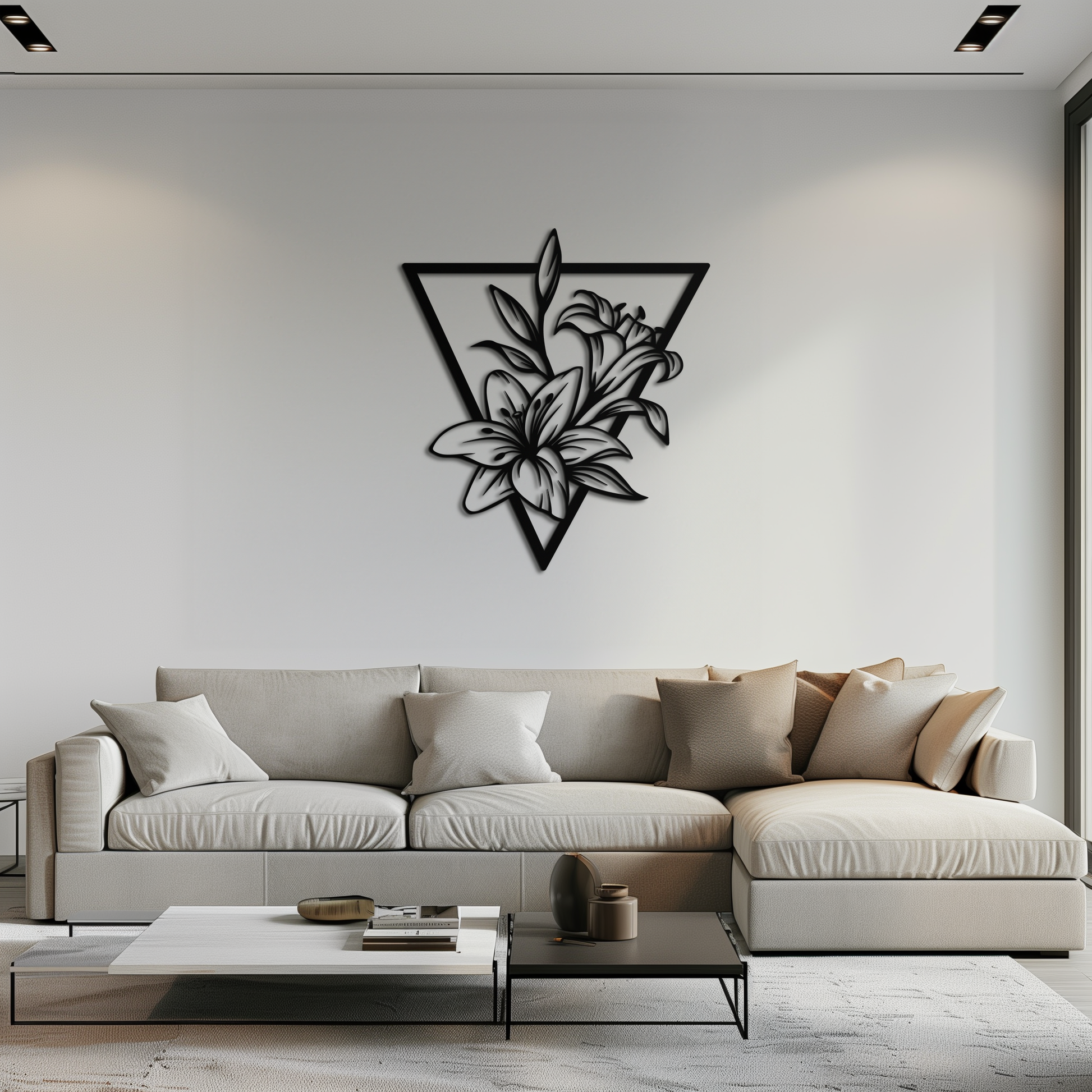 Geometric Lily Flower Metal Wall Art – Elegant Floral Design for Modern Decor - KAF196 - Tampa Home & Garden Store