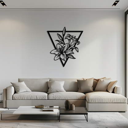 Geometric Lily Flower Metal Wall Art – Elegant Floral Design for Modern Decor - KAF196 - Tampa Home & Garden Store