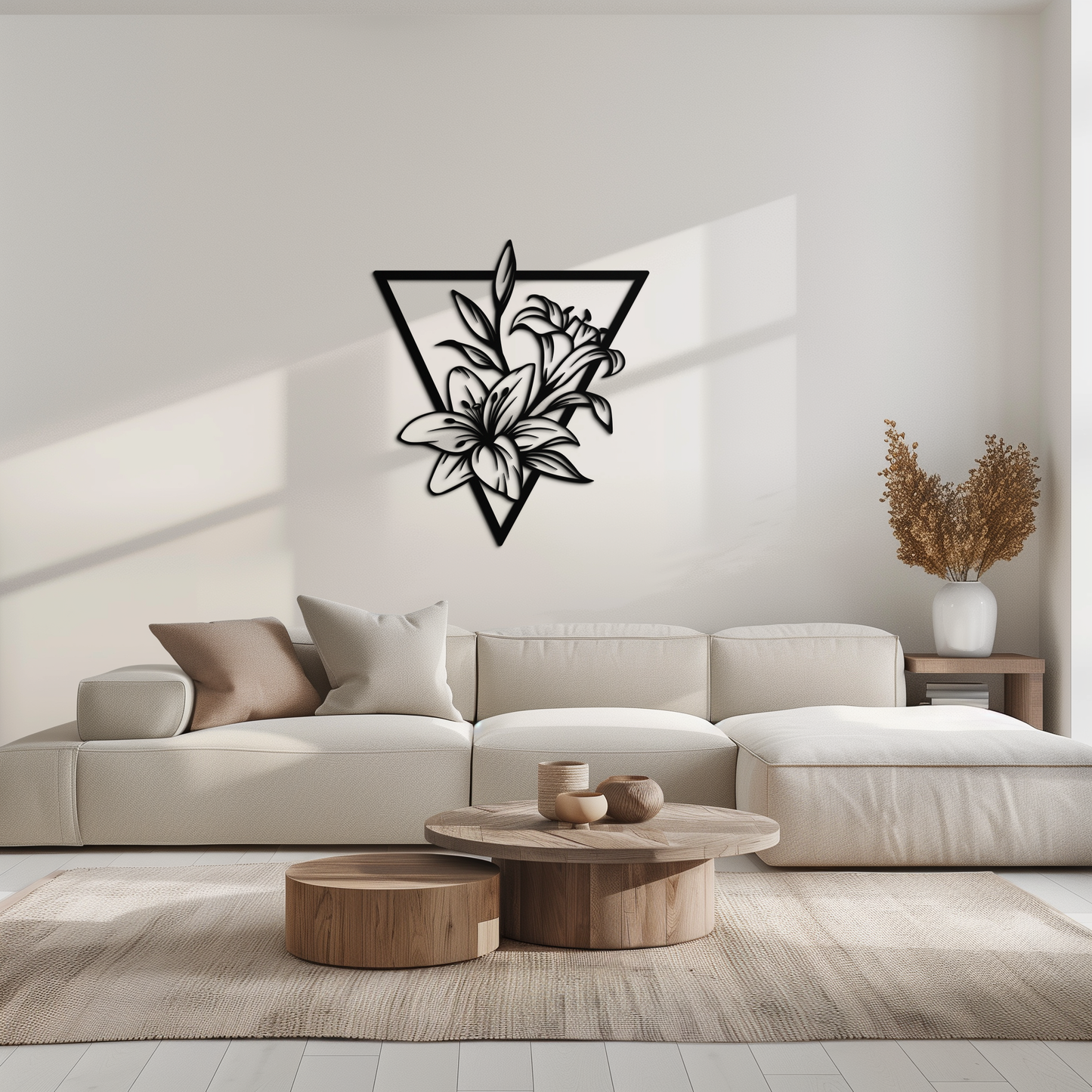 Geometric Lily Flower Metal Wall Art – Elegant Floral Design for Modern Decor - KAF196 - Tampa Home & Garden Store