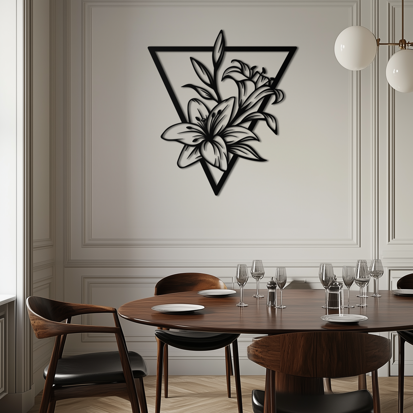 Geometric Lily Flower Metal Wall Art – Elegant Floral Design for Modern Decor - KAF196 - Tampa Home & Garden Store