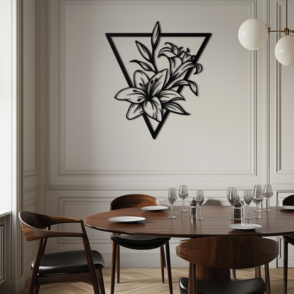 Geometric Lily Flower Metal Wall Art – Elegant Floral Design for Modern Decor - KAF196 - Tampa Home & Garden Store