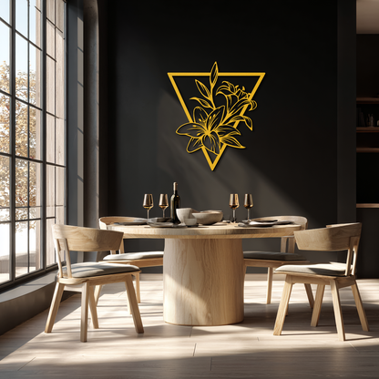 Geometric Lily Flower Metal Wall Art – Elegant Floral Design for Modern Decor - KAF196 - Tampa Home & Garden Store