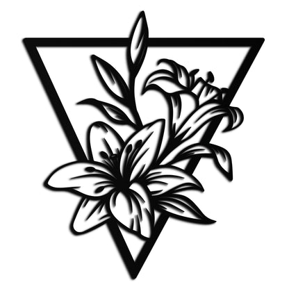 Geometric Lily Flower Metal Wall Art – Elegant Floral Design for Modern Decor - KAF196 - Tampa Home & Garden Store