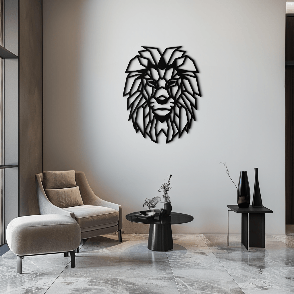 Geometric Lion Metal Wall Art - Steel Wall Decor for Home and Office - KAF008 - Tampa Home & Garden Store