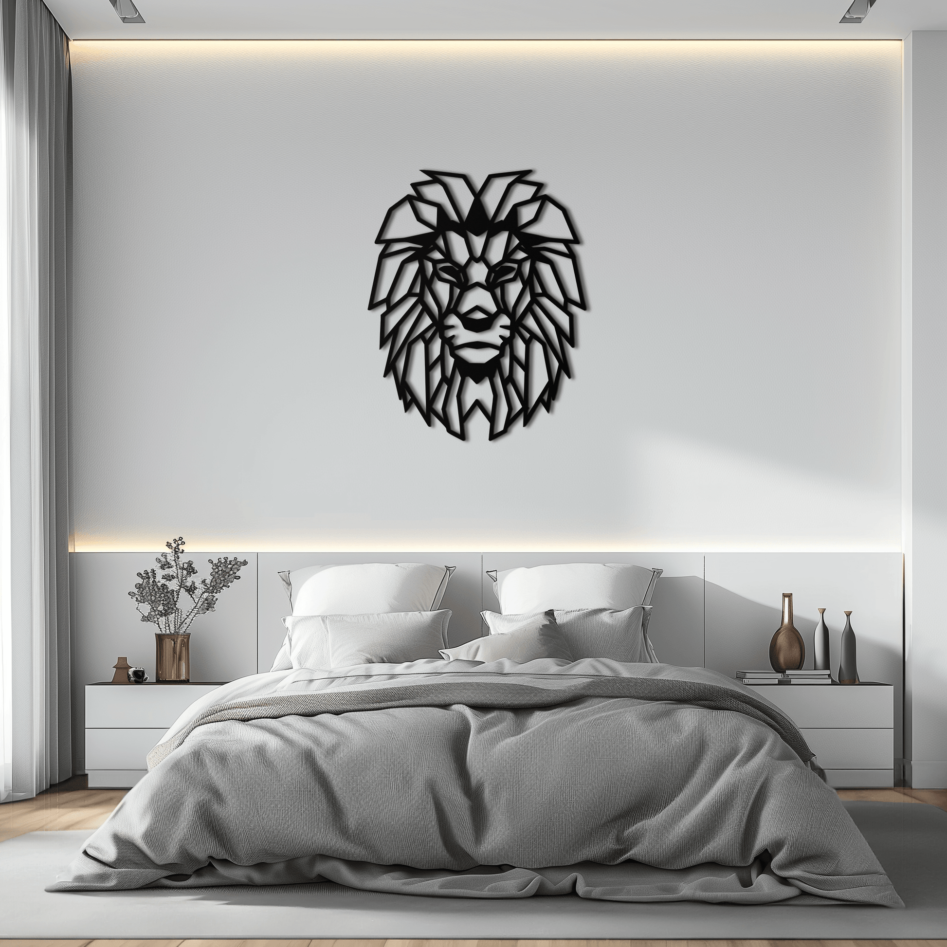 Geometric Lion Metal Wall Art - Steel Wall Decor for Home and Office - KAF008 - Tampa Home & Garden Store