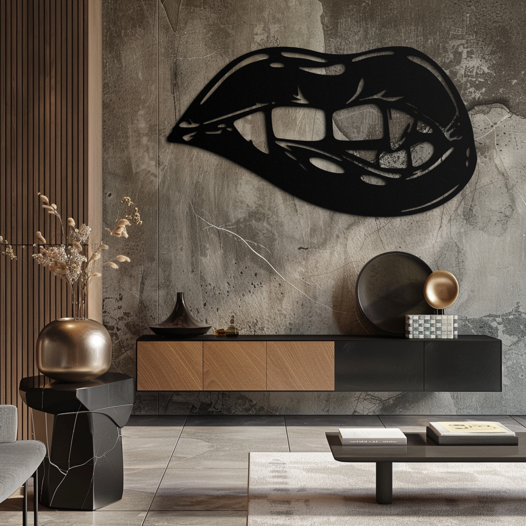 Geometric Lips Metal Wall Art - Bold & Modern Statement Piece- KAF186 - Tampa Home & Garden Store