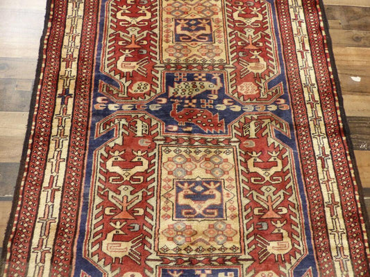 Geometric Meshkin Persian Vintage Runner Rug Handmade Wool Carpet - 4'0"x 10'4" - Tampa Home & Garden Store