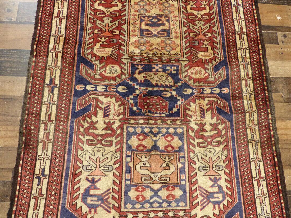 Geometric Meshkin Persian Vintage Runner Rug Handmade Wool Carpet - 4'0"x 10'4" - Tampa Home & Garden Store