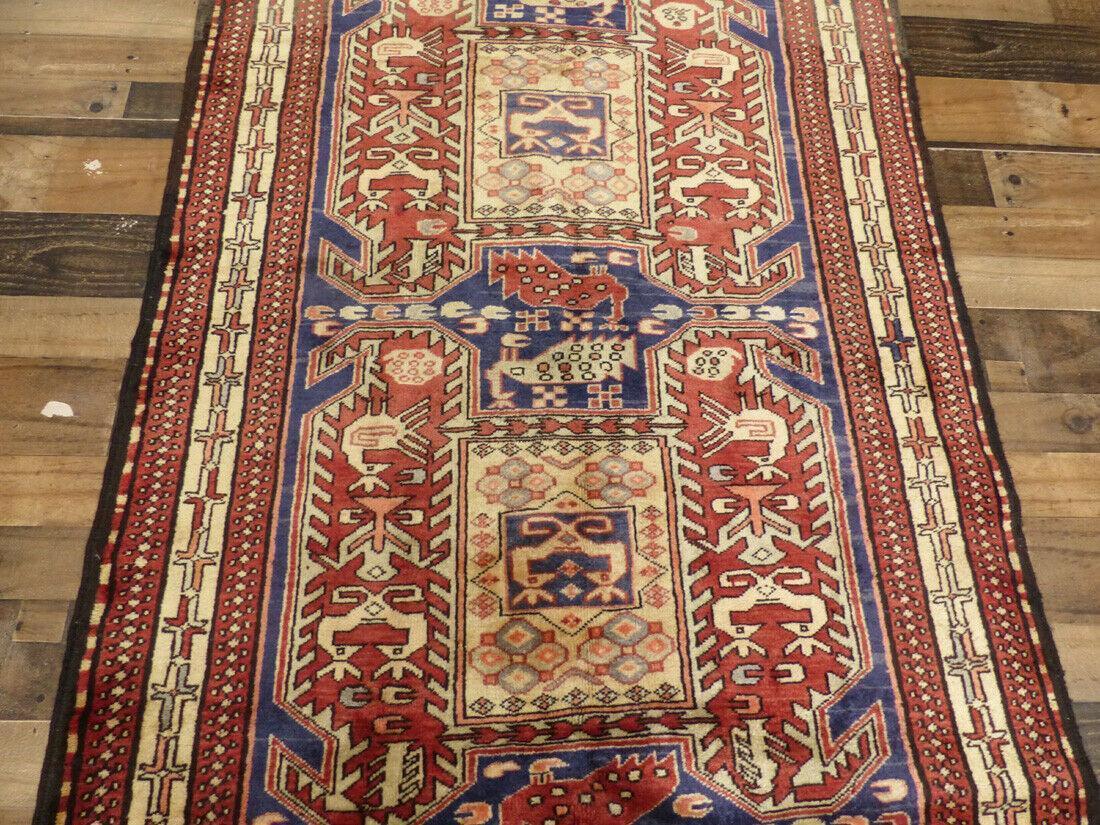 Geometric Meshkin Persian Vintage Runner Rug Handmade Wool Carpet - 4'0"x 10'4" - Tampa Home & Garden Store