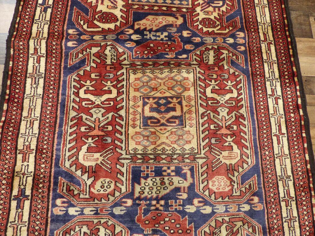 Geometric Meshkin Persian Vintage Runner Rug Handmade Wool Carpet - 4'0"x 10'4" - Tampa Home & Garden Store