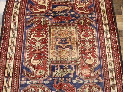 Geometric Meshkin Persian Vintage Runner Rug Handmade Wool Carpet - 4'0"x 10'4" - Tampa Home & Garden Store