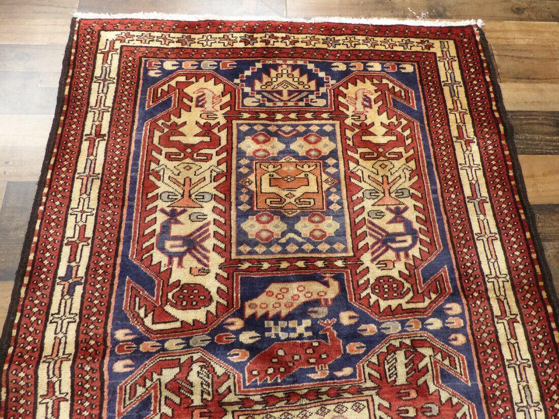 Geometric Meshkin Persian Vintage Runner Rug Handmade Wool Carpet - 4'0"x 10'4" - Tampa Home & Garden Store