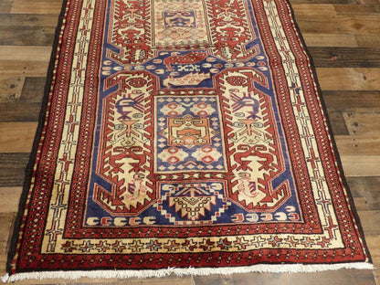 Geometric Meshkin Persian Vintage Runner Rug Handmade Wool Carpet - 4'0"x 10'4" - Tampa Home & Garden Store