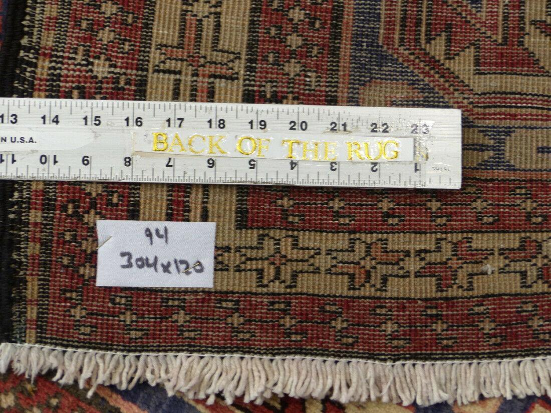 Geometric Meshkin Persian Vintage Runner Rug Handmade Wool Carpet - 4'0"x 10'4" - Tampa Home & Garden Store