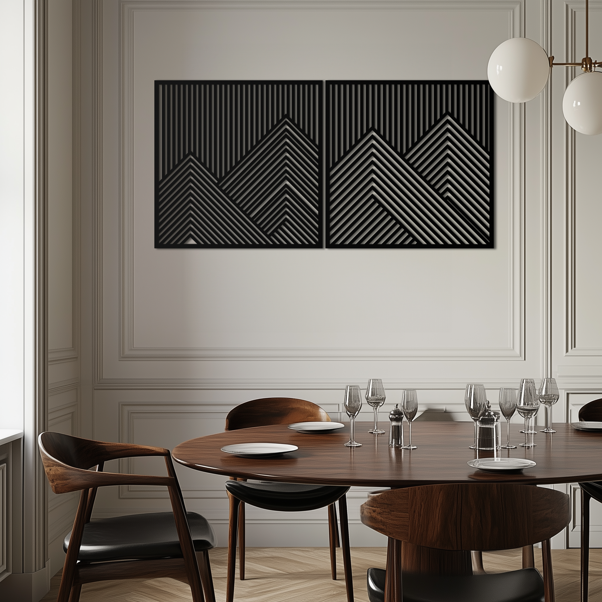 Geometric Mountain Landscape Metal Wall Art - Modern Minimalist Decor- KAF188 - Tampa Home & Garden Store