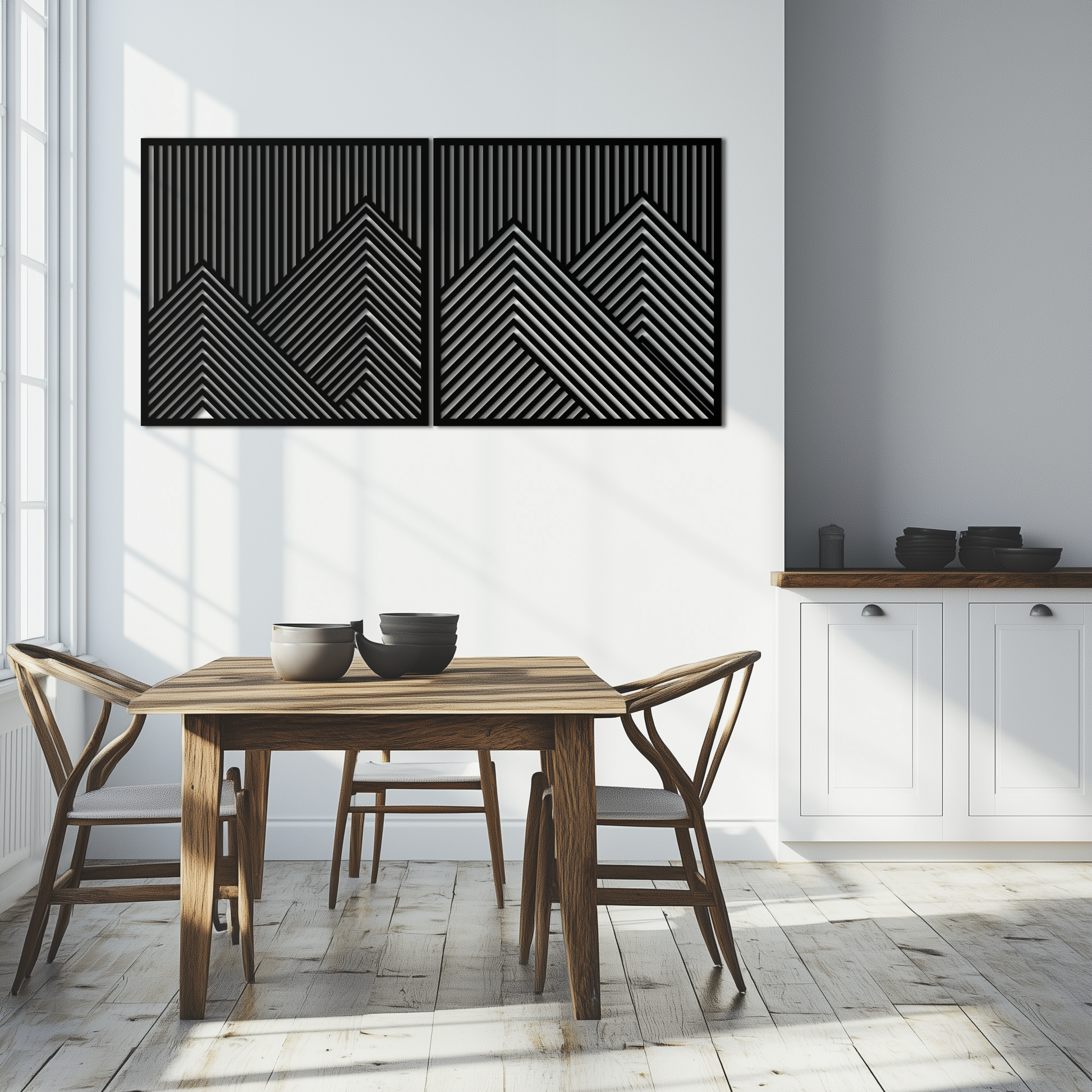 Geometric Mountain Landscape Metal Wall Art - Modern Minimalist Decor- KAF188 - Tampa Home & Garden Store