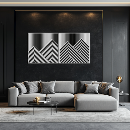 Geometric Mountain Landscape Metal Wall Art - Modern Minimalist Decor- KAF188 - Tampa Home & Garden Store